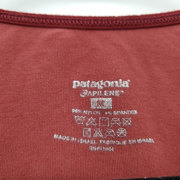 Mid-2000s Patagonia Body Nylon/Spandex Printed Scoop Neck Long Sleeve Top M Red - Picture 3 of 16